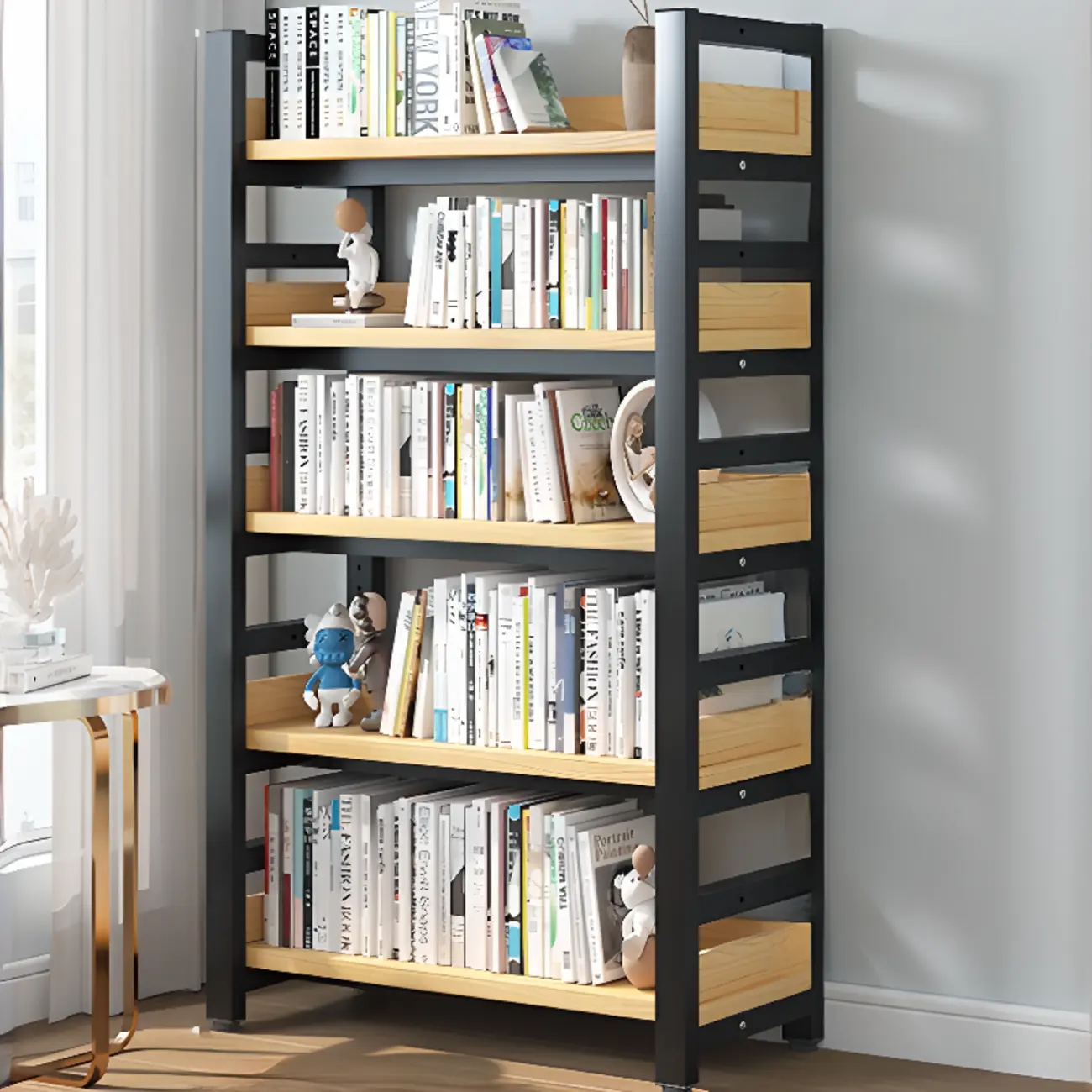 Modish Multi-Layer Open Back Wooden Tall Bookshelves Image - 16 | homeyfad
