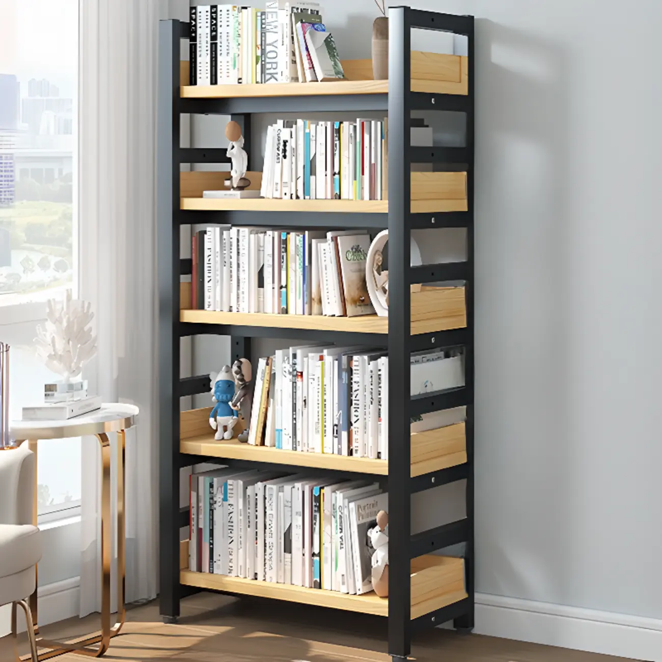 Modish Multi-Layer Open Back Wooden Tall Bookshelves Image - 17 | homeyfad