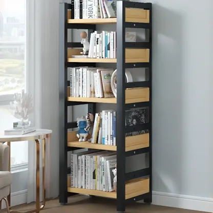 Modish Multi-Layer Open Back Wooden Tall Bookshelves Image - 18