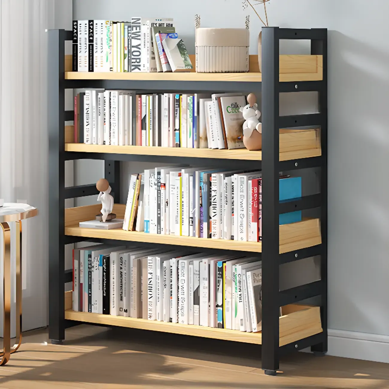 Modish Multi-Layer Open Back Wooden Tall Bookshelves Image - 19