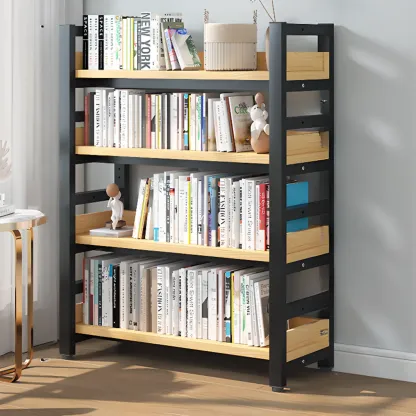 Modish Multi-Layer Open Back Wooden Tall Bookshelves Image - 21