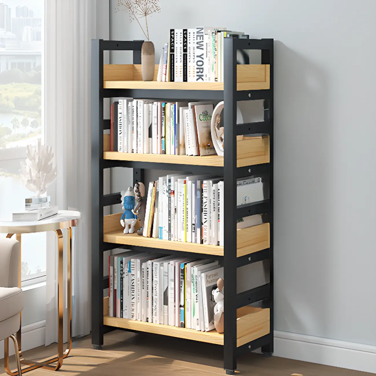 Modish Multi-Layer Open Back Wooden Tall Bookshelves Image - 22 | homeyfad