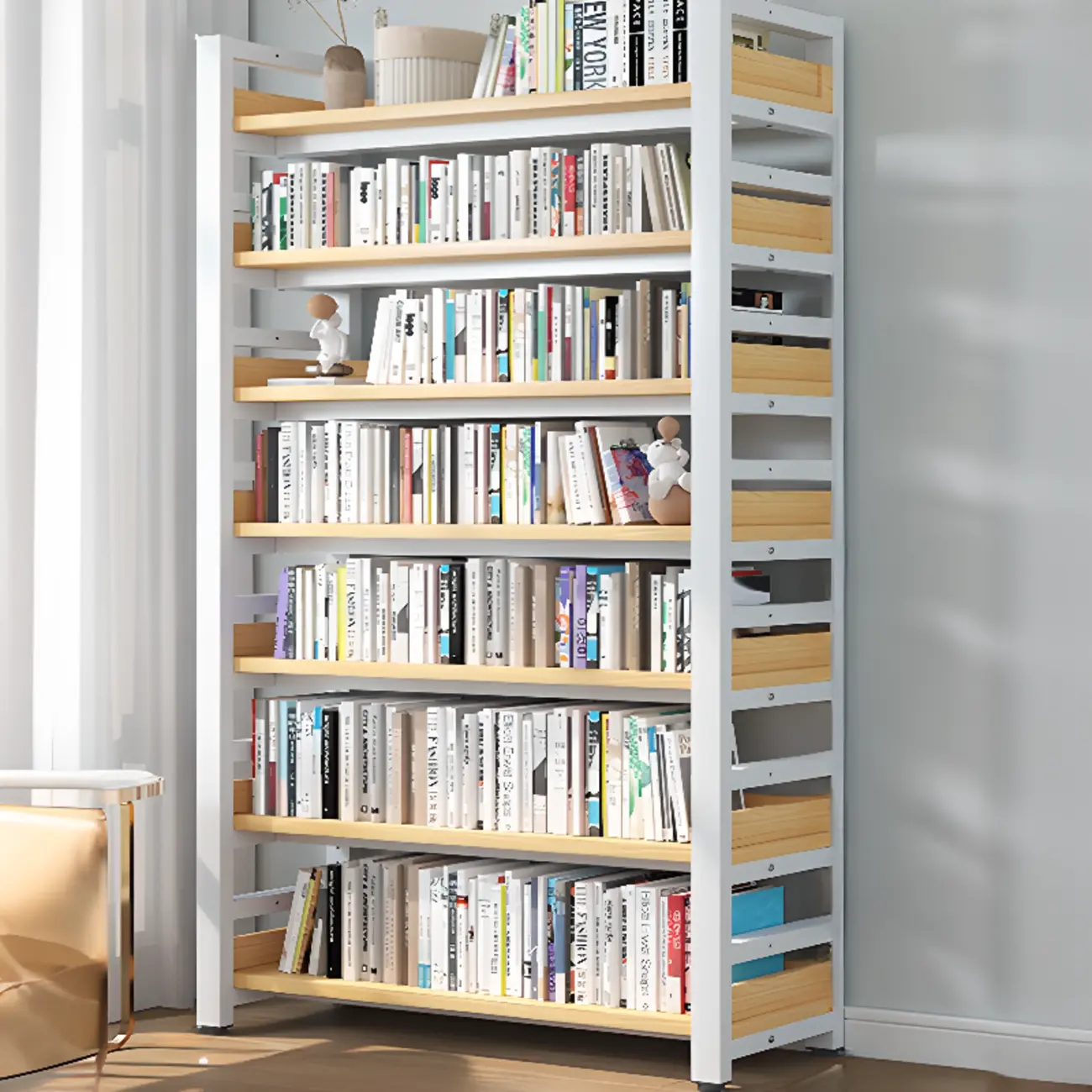 Modish Multi-Layer Open Back Wooden Tall Bookshelves Image - 24 | homeyfad