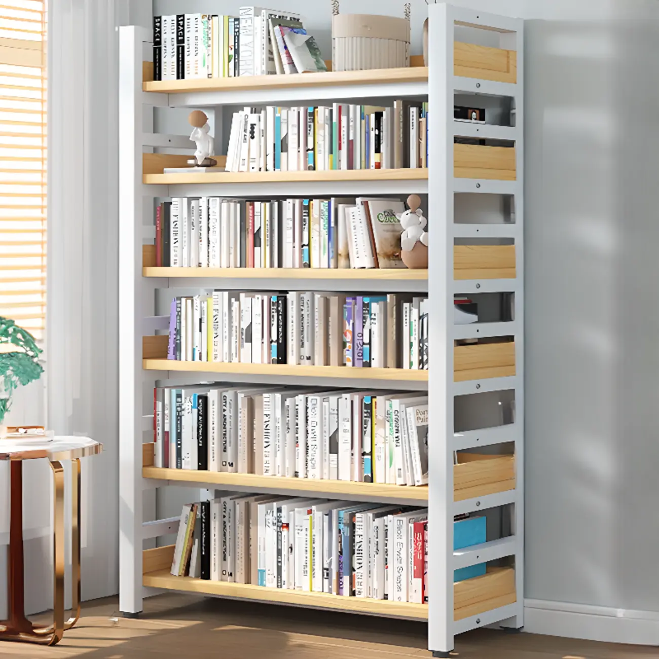 Modish Multi-Layer Open Back Wooden Tall Bookshelves Image - 26 | homeyfad