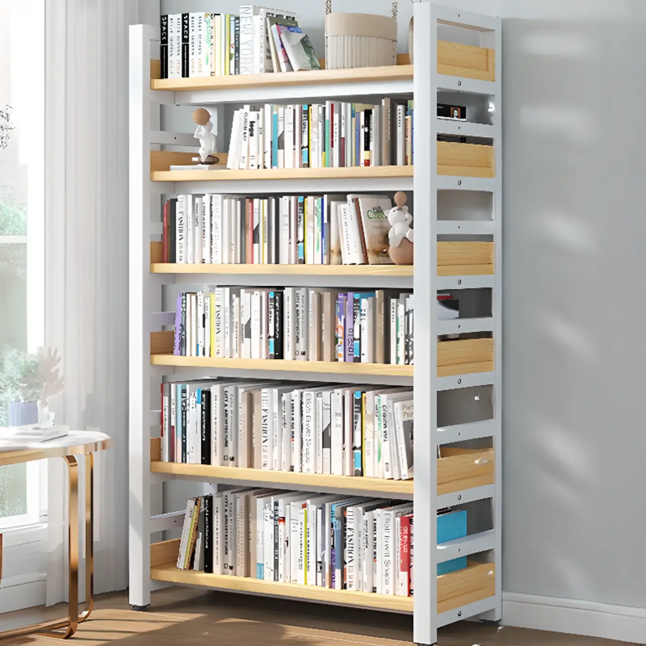 Modish Multi-Layer Open Back Wooden Tall Bookshelves Image - 27 | homeyfad