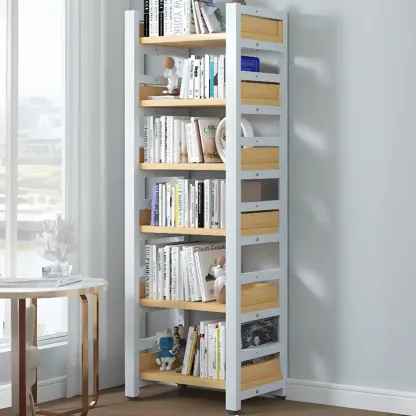 Modish Multi-Layer Open Back Wooden Tall Bookshelves Image - 30