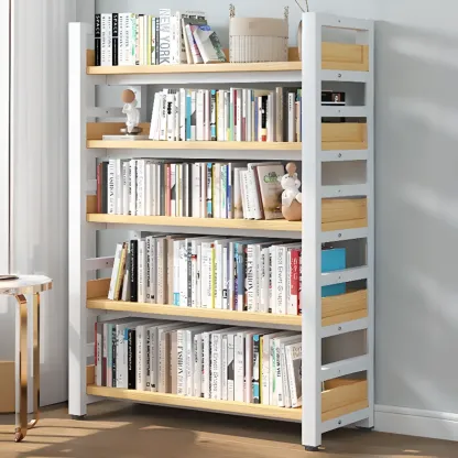 Modish Multi-Layer Open Back Wooden Tall Bookshelves Image - 31