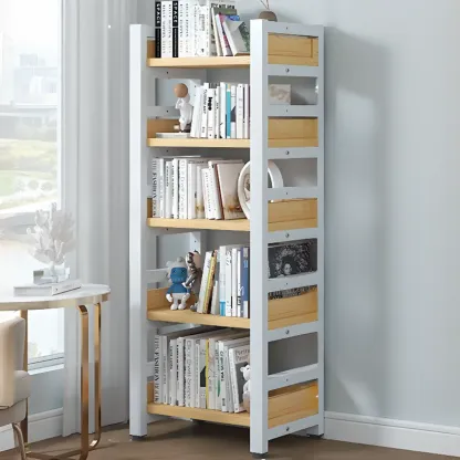 Modish Multi-Layer Open Back Wooden Tall Bookshelves Image - 37