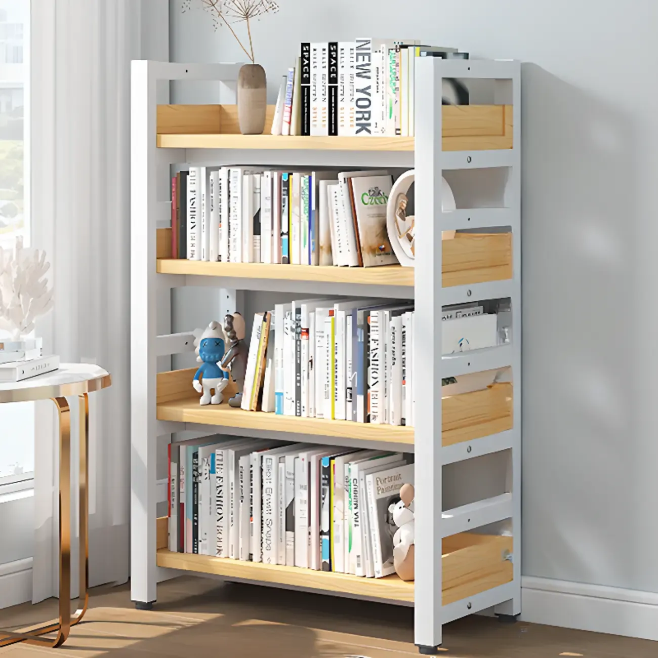 Modish Multi-Layer Open Back Wooden Tall Bookshelves Image - 38