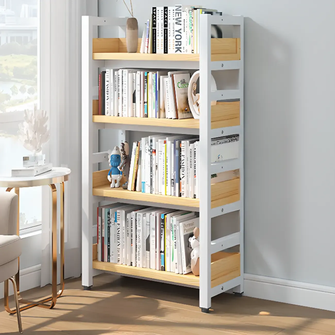 Modish Multi-Layer Open Back Wooden Tall Bookshelves Image - 39
