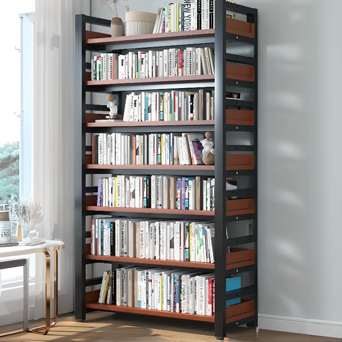 Modish Multi-Layer Open Back Wooden Tall Bookshelves Image - 52 | homeyfad