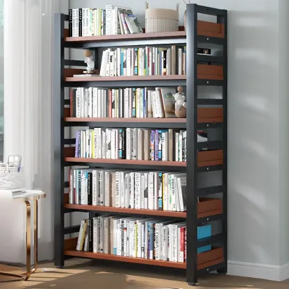 Modish Multi-Layer Open Back Wooden Tall Bookshelves Image - 53