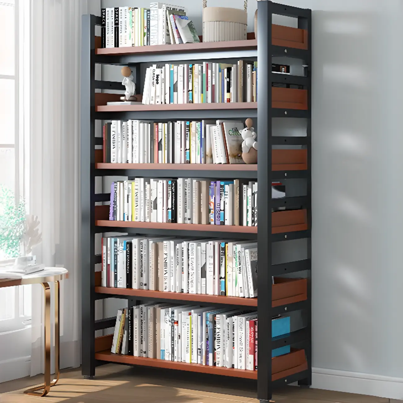 Modish Multi-Layer Open Back Wooden Tall Bookshelves Image - 54 | homeyfad