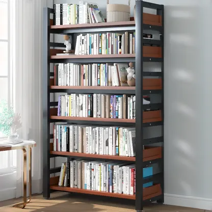 Modish Multi-Layer Open Back Wooden Tall Bookshelves Image - 54