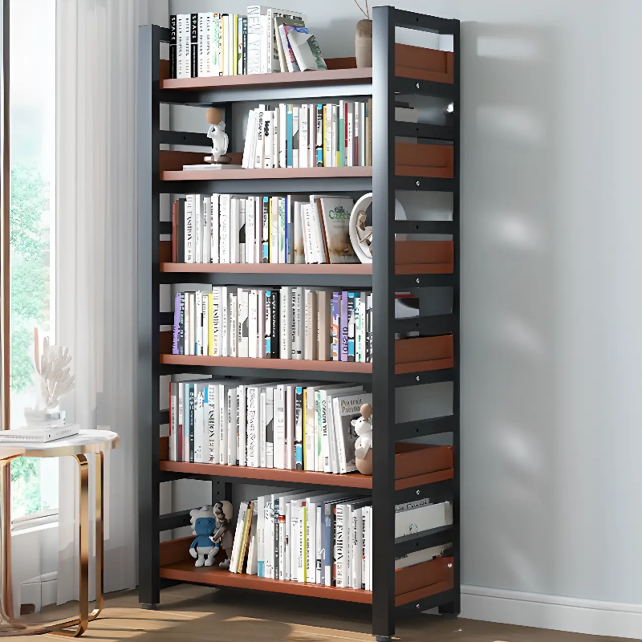 Modish Multi-Layer Open Back Wooden Tall Bookshelves Image - 55 | homeyfad