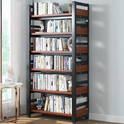 Modish Multi-Layer Open Back Wooden Tall Bookshelves Image - 55