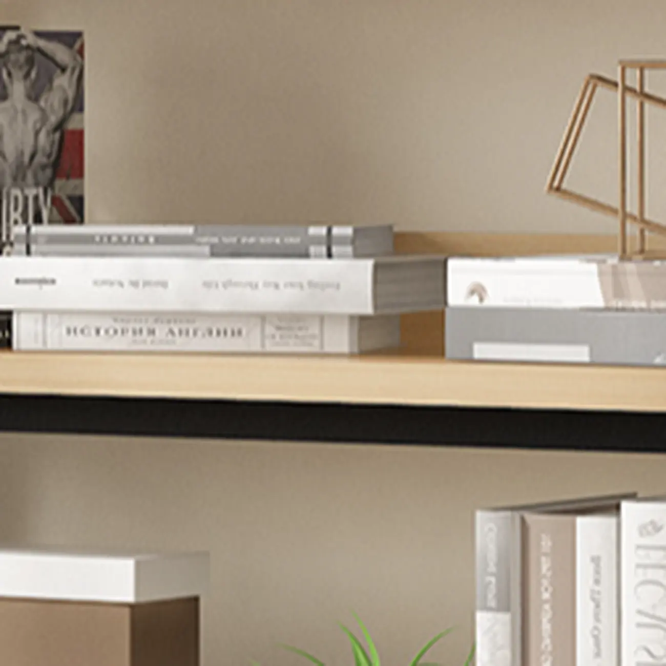 Freestanding Simple Multi-Layer Wood Bookshelf in Steel Frame Image - 15 | homeyfad
