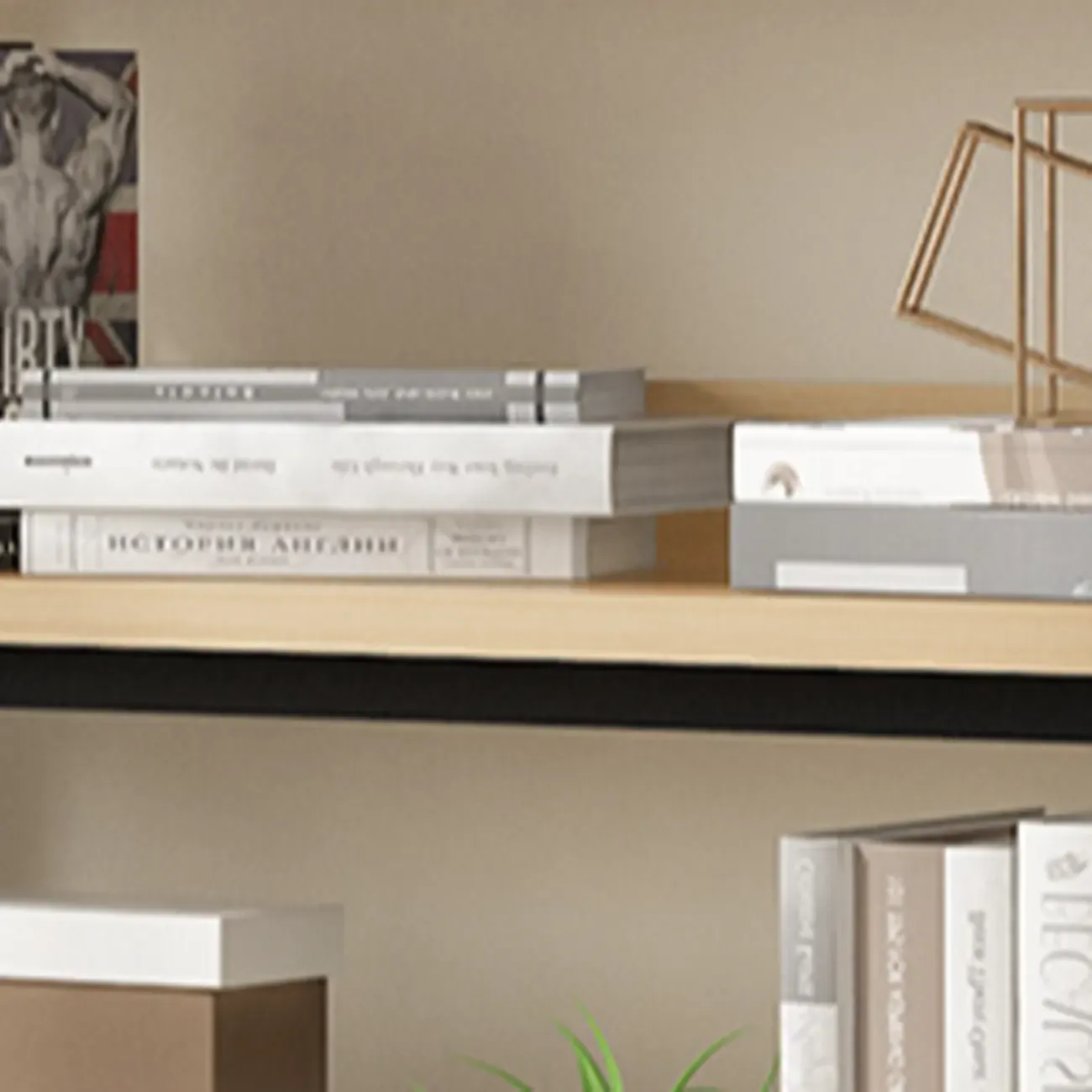 Freestanding Simple Multi-Layer Wood Bookshelf in Steel Frame Image - 15