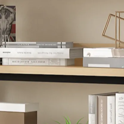 Freestanding Simple Multi-Layer Wood Bookshelf in Steel Frame Image - 15