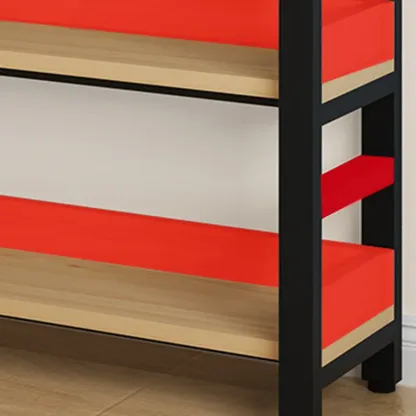 Freestanding Simple Multi-Layer Wood Bookshelf in Steel Frame Image - 17