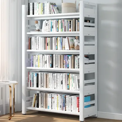 Freestanding Simple Multi-Layer Wood Bookshelf in Steel Frame Image - 46