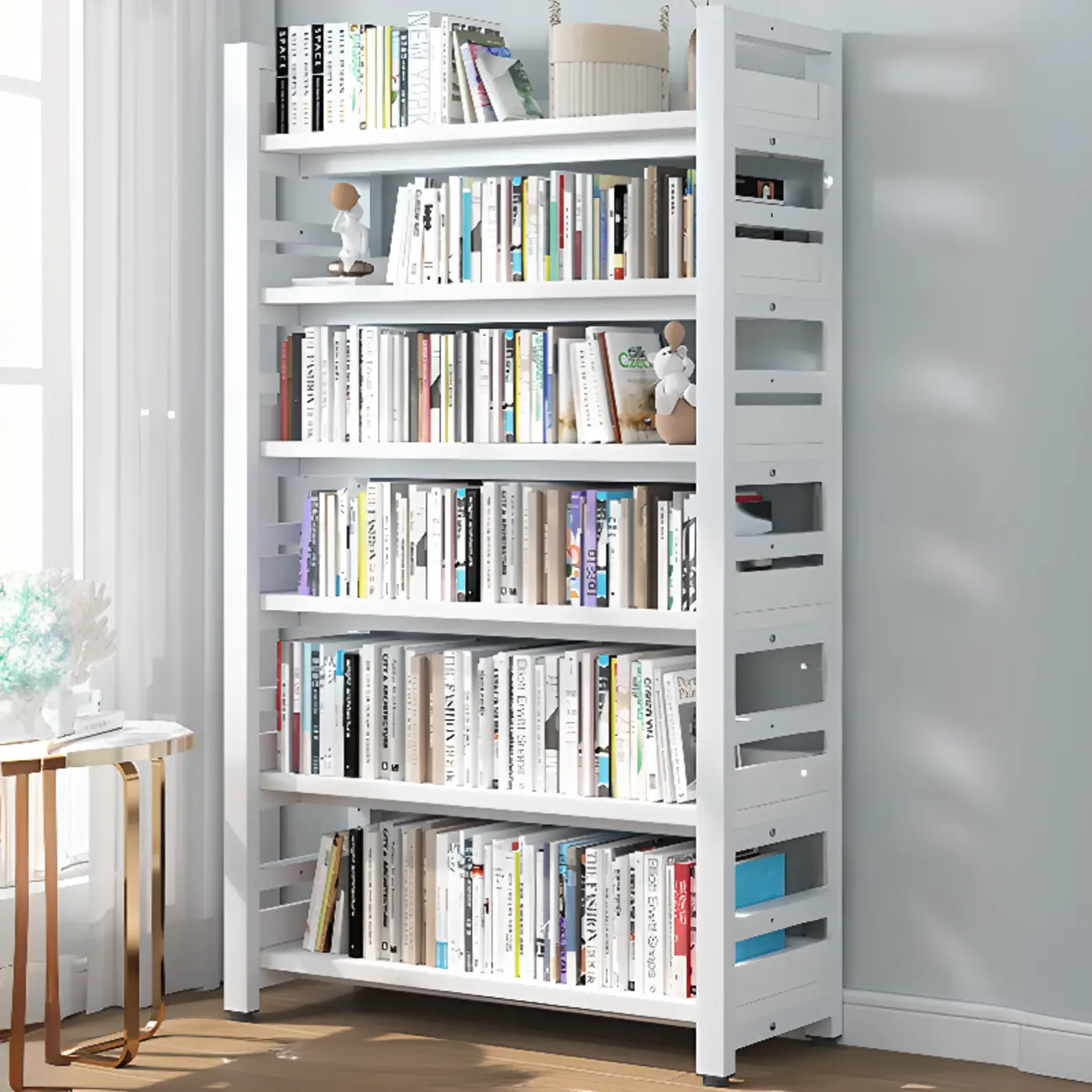 Freestanding Simple Multi-Layer Wood Bookshelf in Steel Frame Image - 48 | homeyfad
