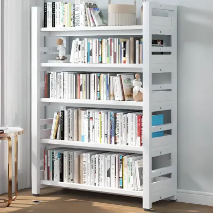 Freestanding Simple Multi-Layer Wood Bookshelf in Steel Frame Image - 51