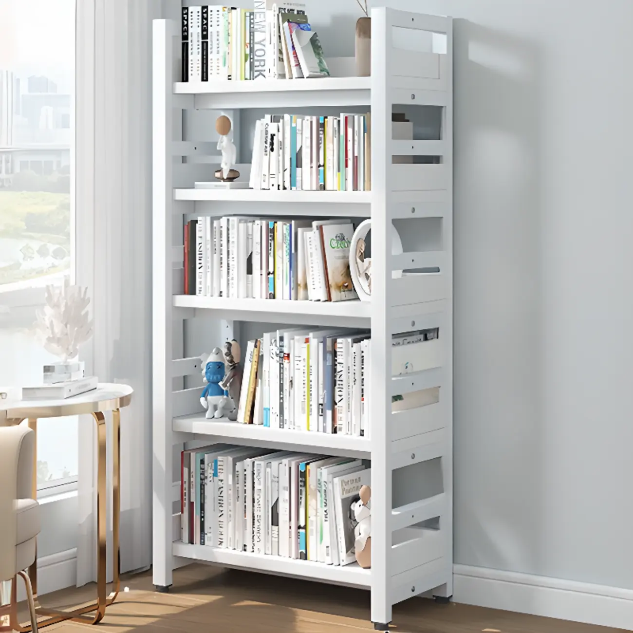 Freestanding Simple Multi-Layer Wood Bookshelf in Steel Frame Image - 54 | homeyfad