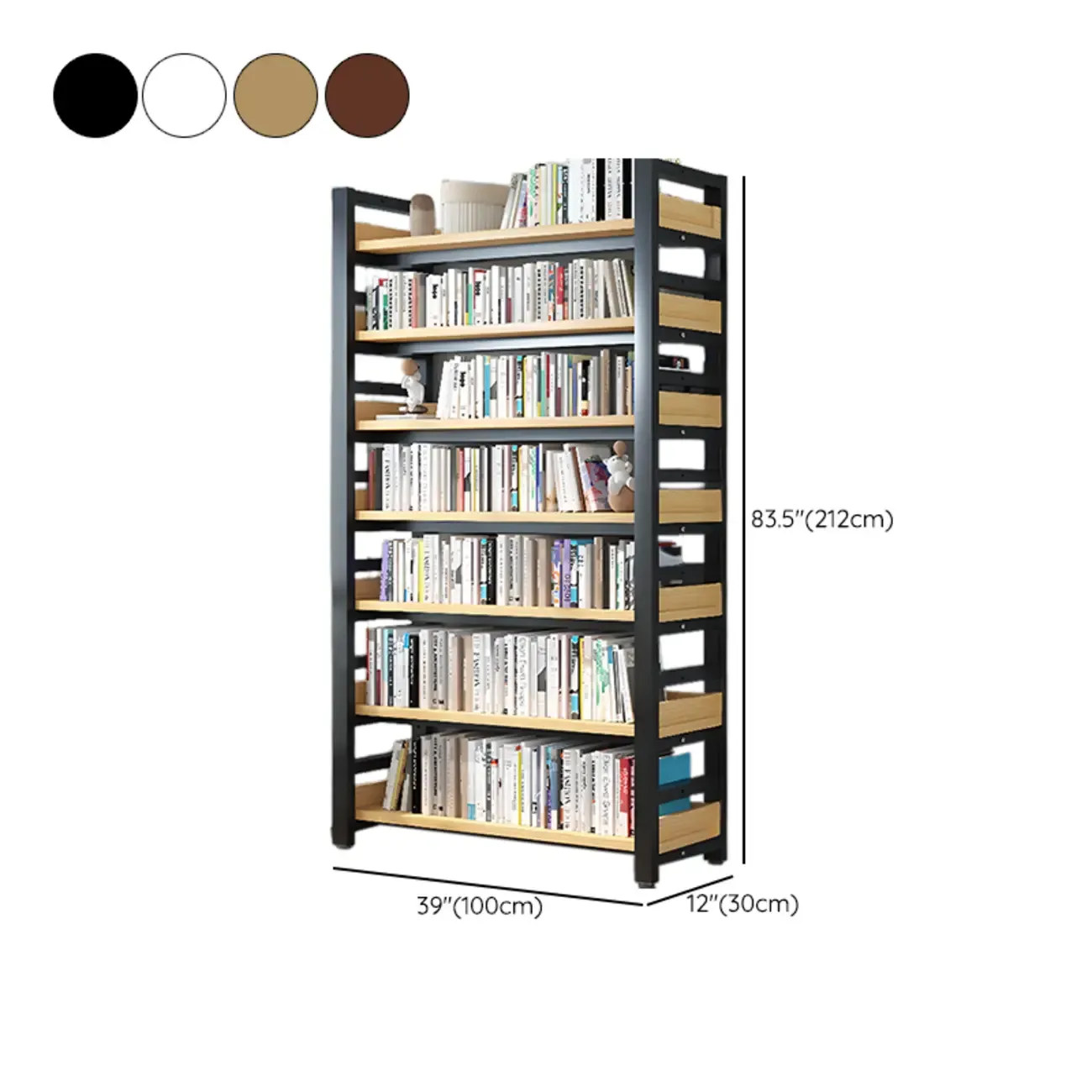Freestanding Simple Multi-Layer Wood Bookshelf in Steel Frame Image - 61
