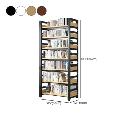 Freestanding Simple Multi-Layer Wood Bookshelf in Steel Frame Image - 62