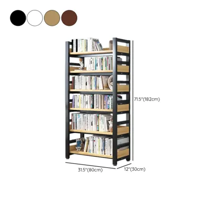 Freestanding Simple Multi-Layer Wood Bookshelf in Steel Frame Image - 65