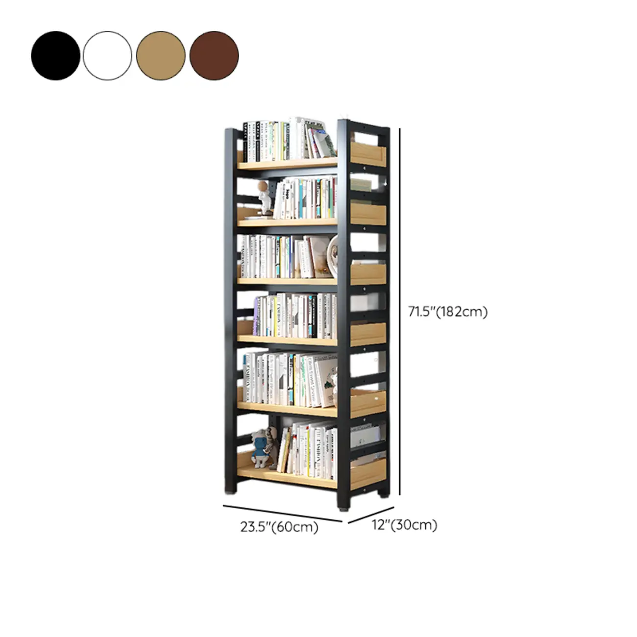 Freestanding Simple Multi-Layer Wood Bookshelf in Steel Frame Image - 66 | homeyfad