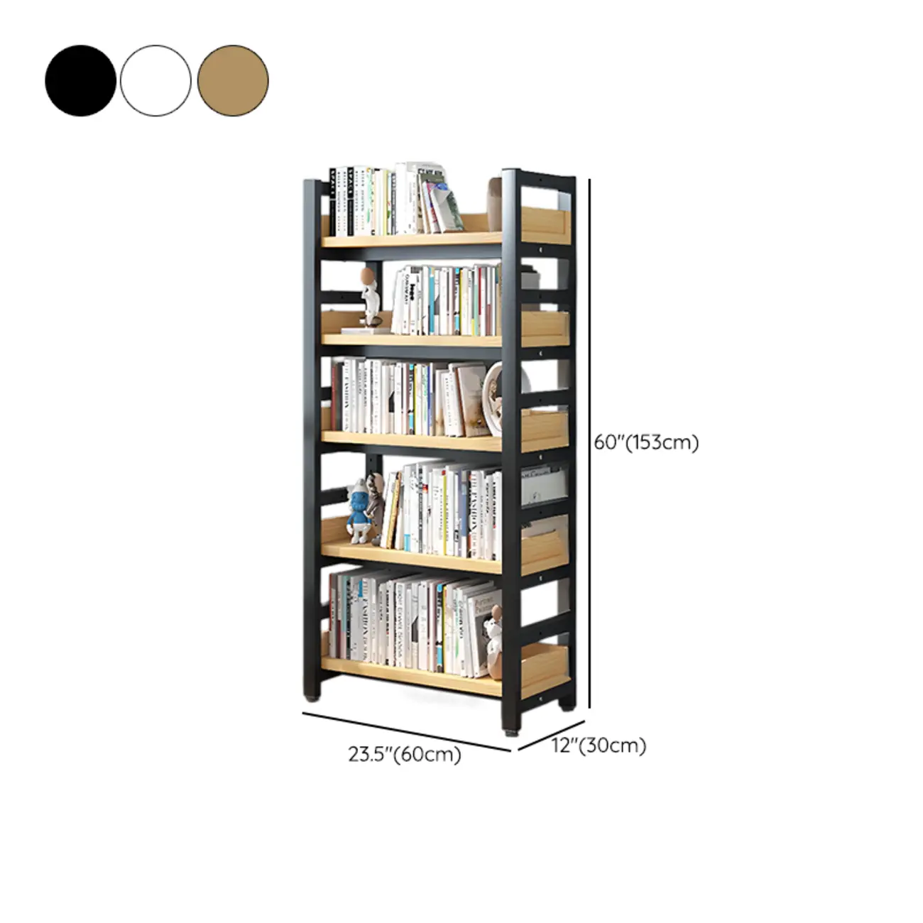 Freestanding Simple Multi-Layer Wood Bookshelf in Steel Frame Image - 70 | homeyfad