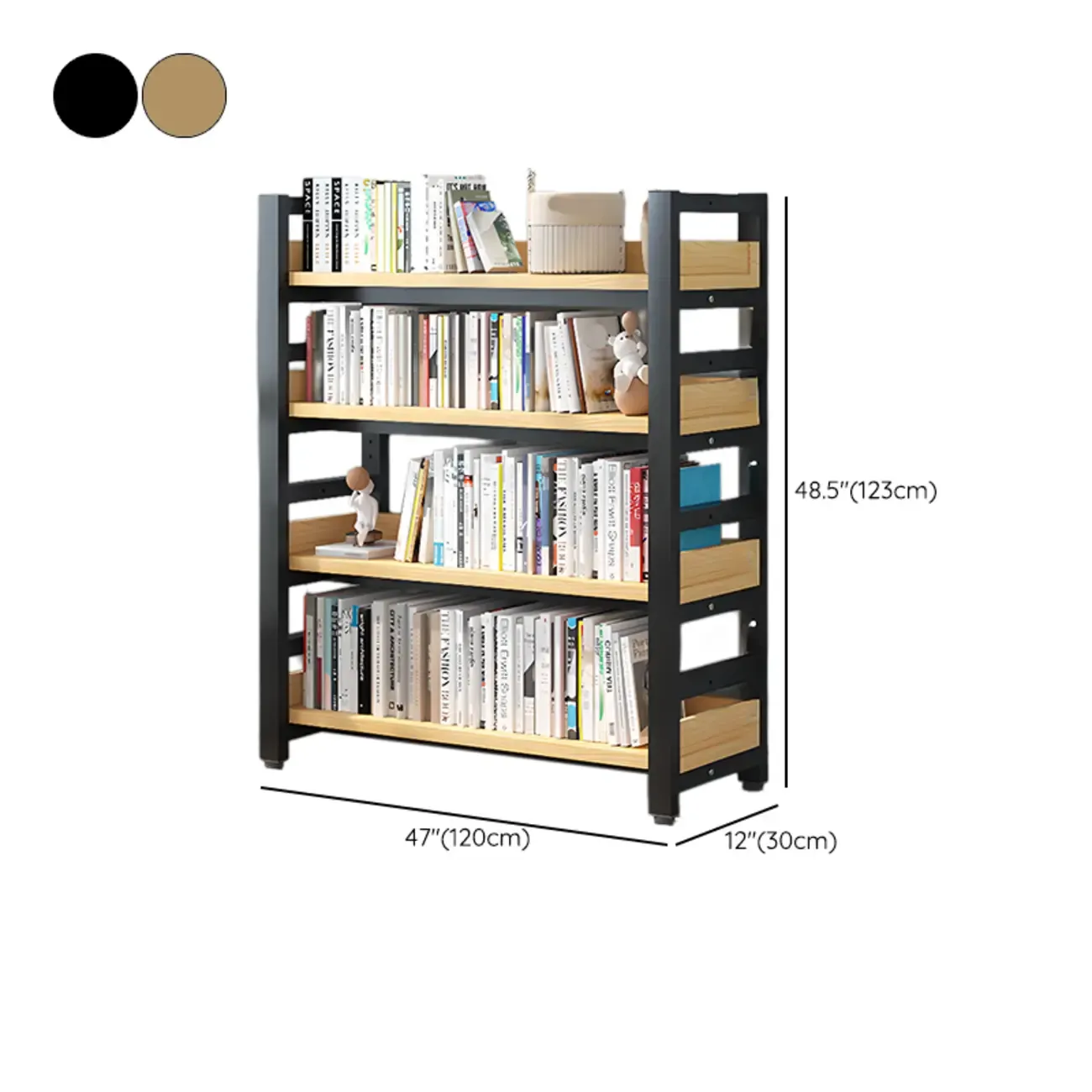 Freestanding Simple Multi-Layer Wood Bookshelf in Steel Frame Image - 71