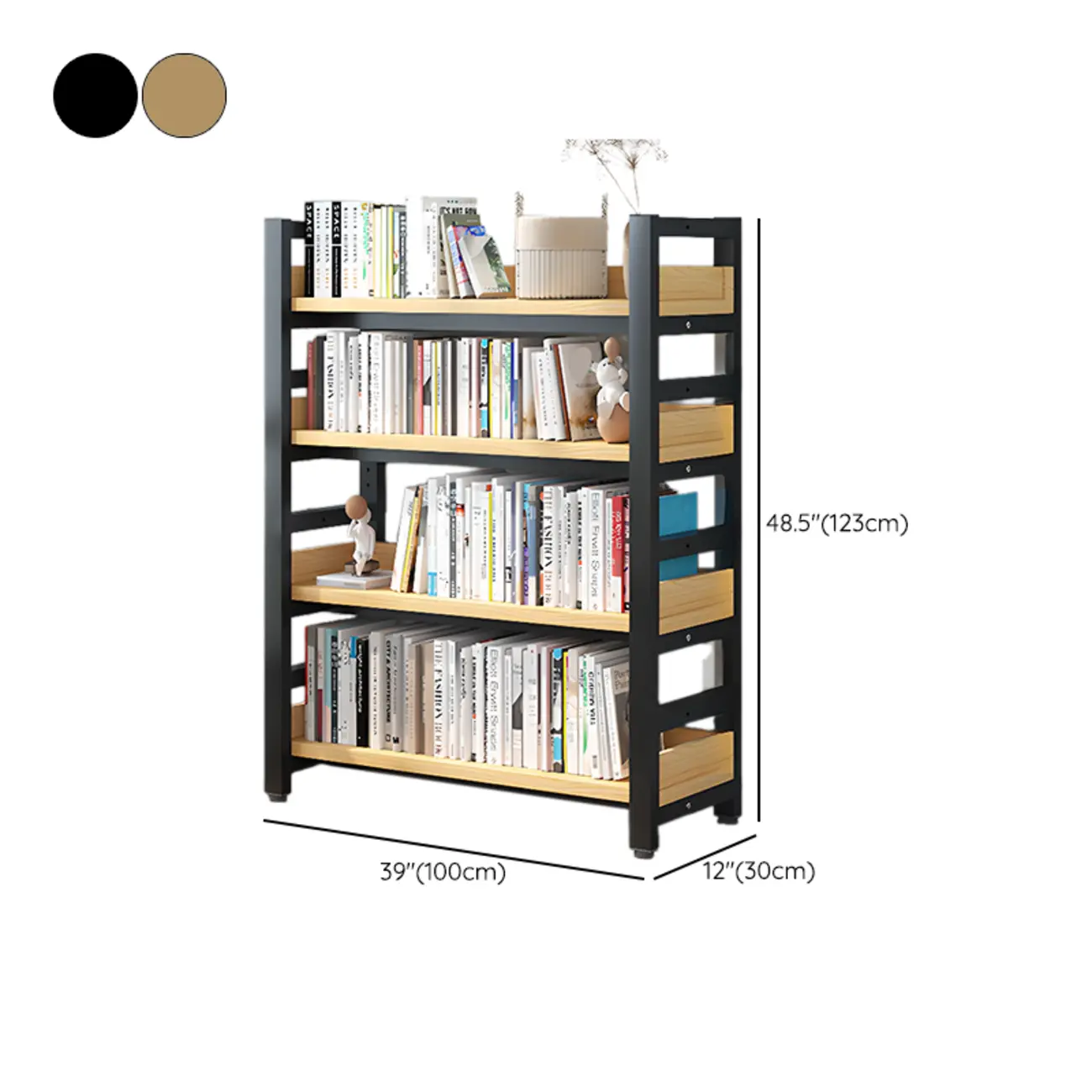 Freestanding Simple Multi-Layer Wood Bookshelf in Steel Frame Image - 72 | homeyfad