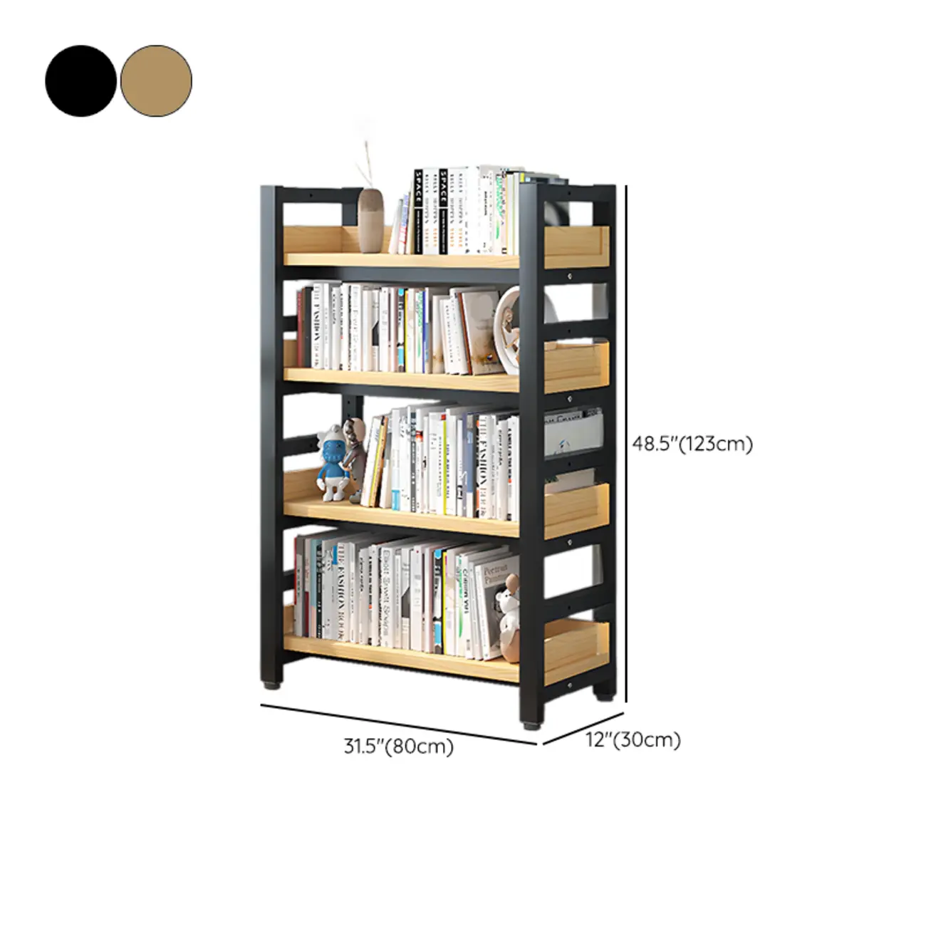 Freestanding Simple Multi-Layer Wood Bookshelf in Steel Frame Image - 73 | homeyfad