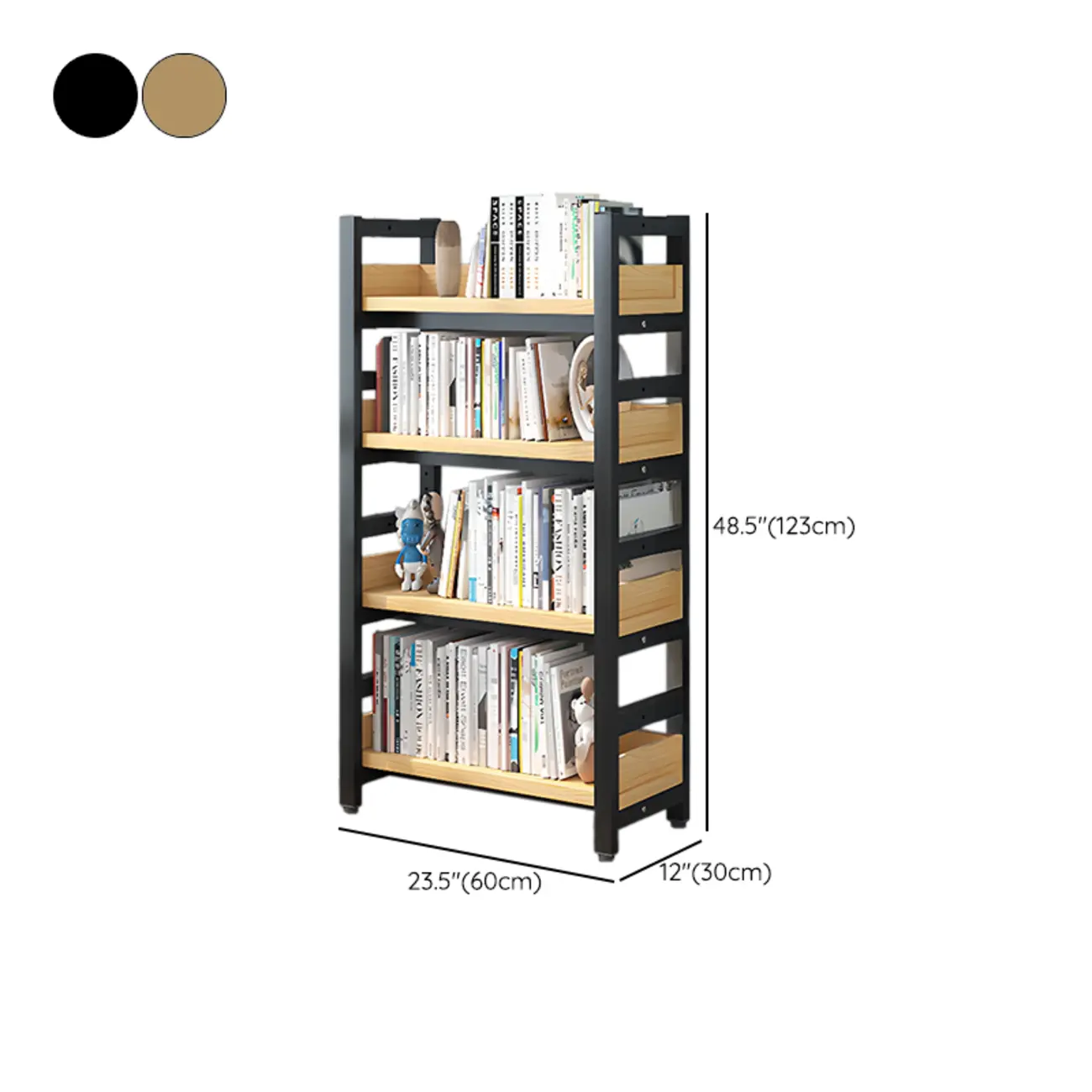 Freestanding Simple Multi-Layer Wood Bookshelf in Steel Frame Image - 74 | homeyfad