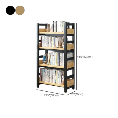 Freestanding Simple Multi-Layer Wood Bookshelf in Steel Frame Image - 74