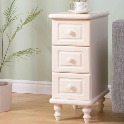 Art Deco Wood Top 3 Drawer Nightstand with Legs Image - 3