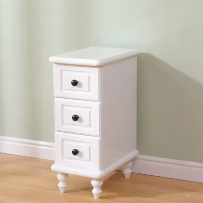 Art Deco Wood Top 3 Drawer Nightstand with Legs Image - 4