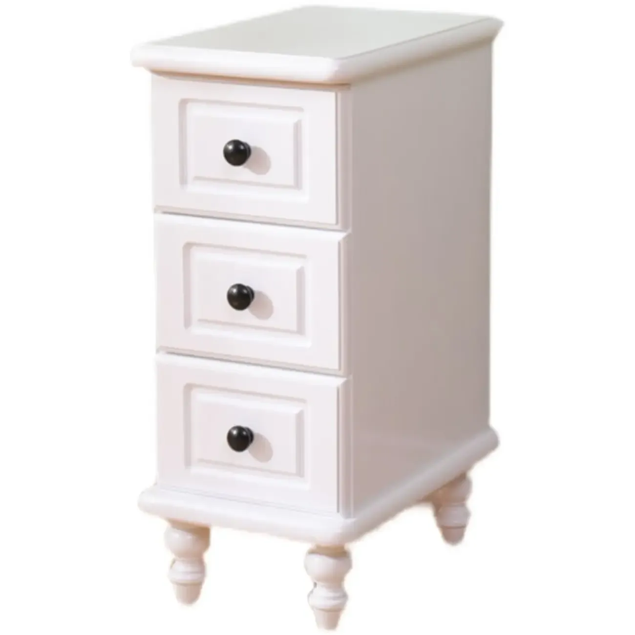 Art Deco Wood Top 3 Drawer Nightstand with Legs Image - 5