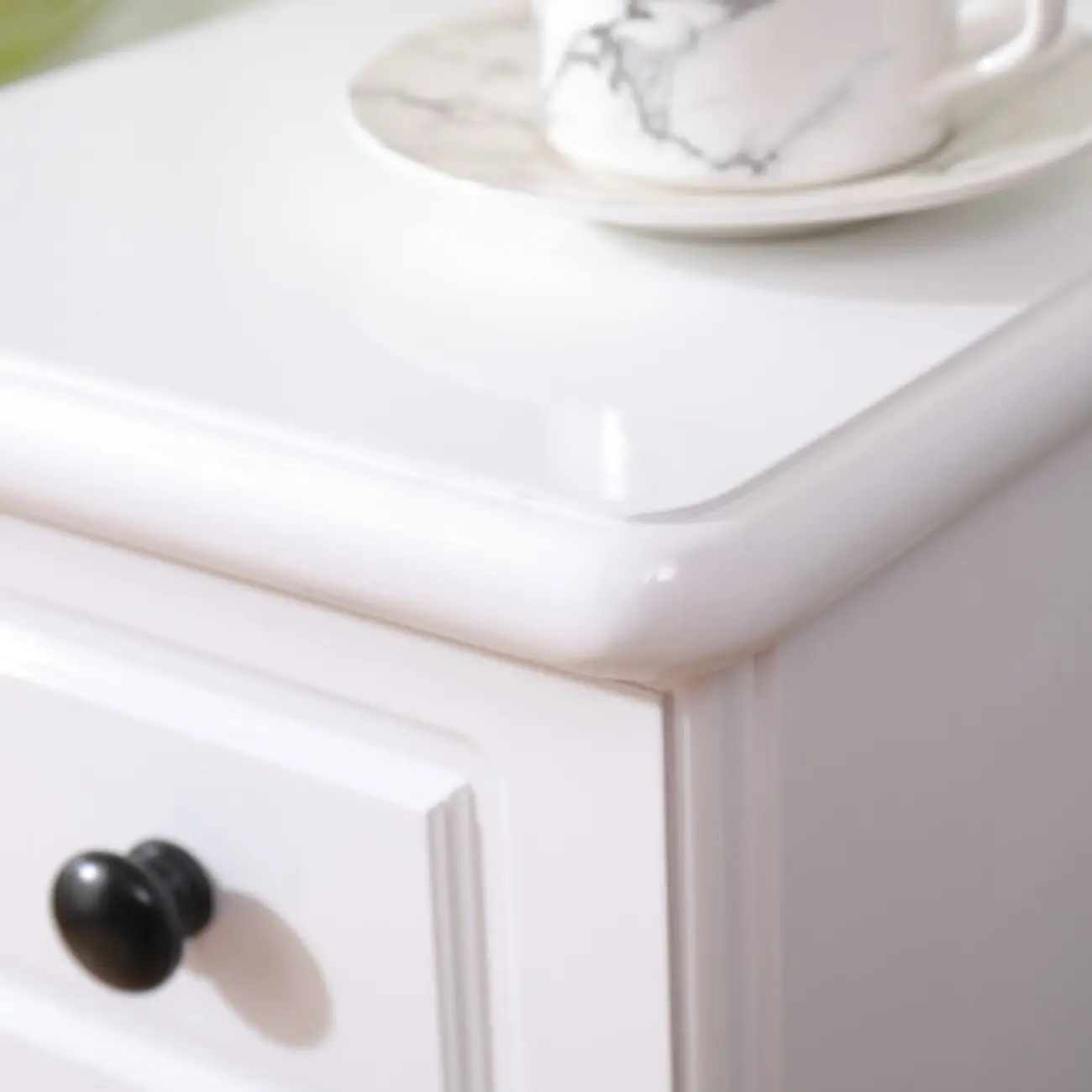 Art Deco Wood Top 3 Drawer Nightstand with Legs Image - 6 | homeyfad