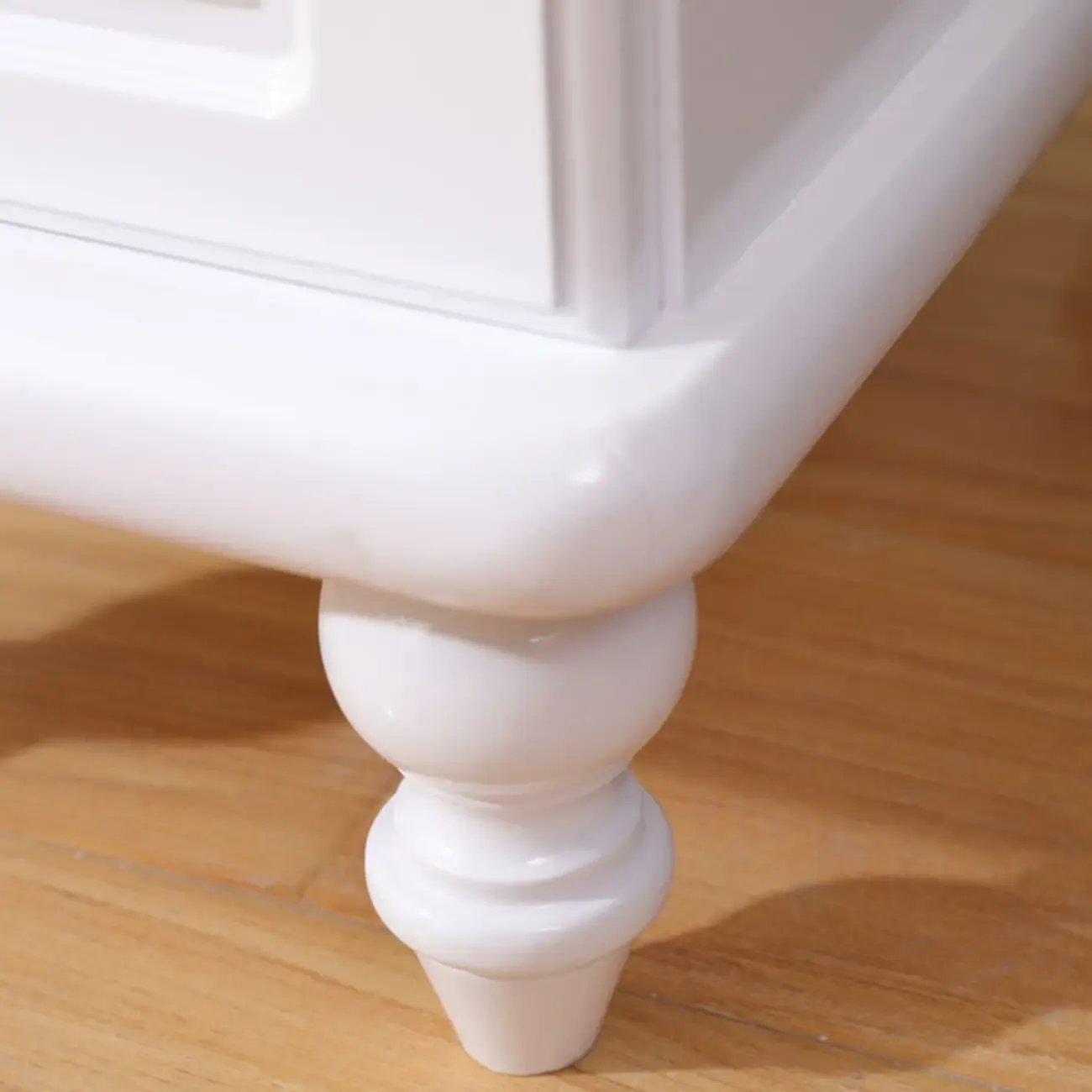 Art Deco Wood Top 3 Drawer Nightstand with Legs Image - 7