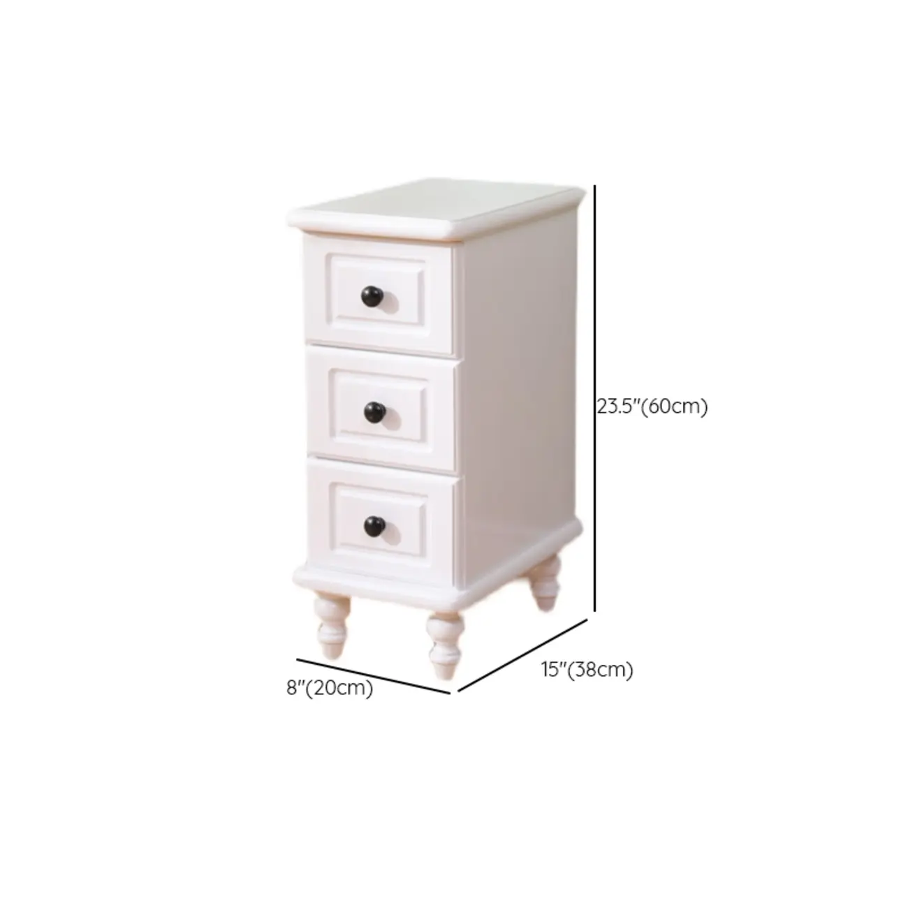 Art Deco Wood Top 3 Drawer Nightstand with Legs #size | homeyfad