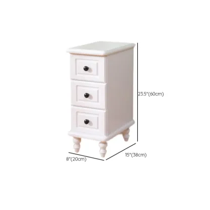 Art Deco Wood Top 3 Drawer Nightstand with Legs #size
