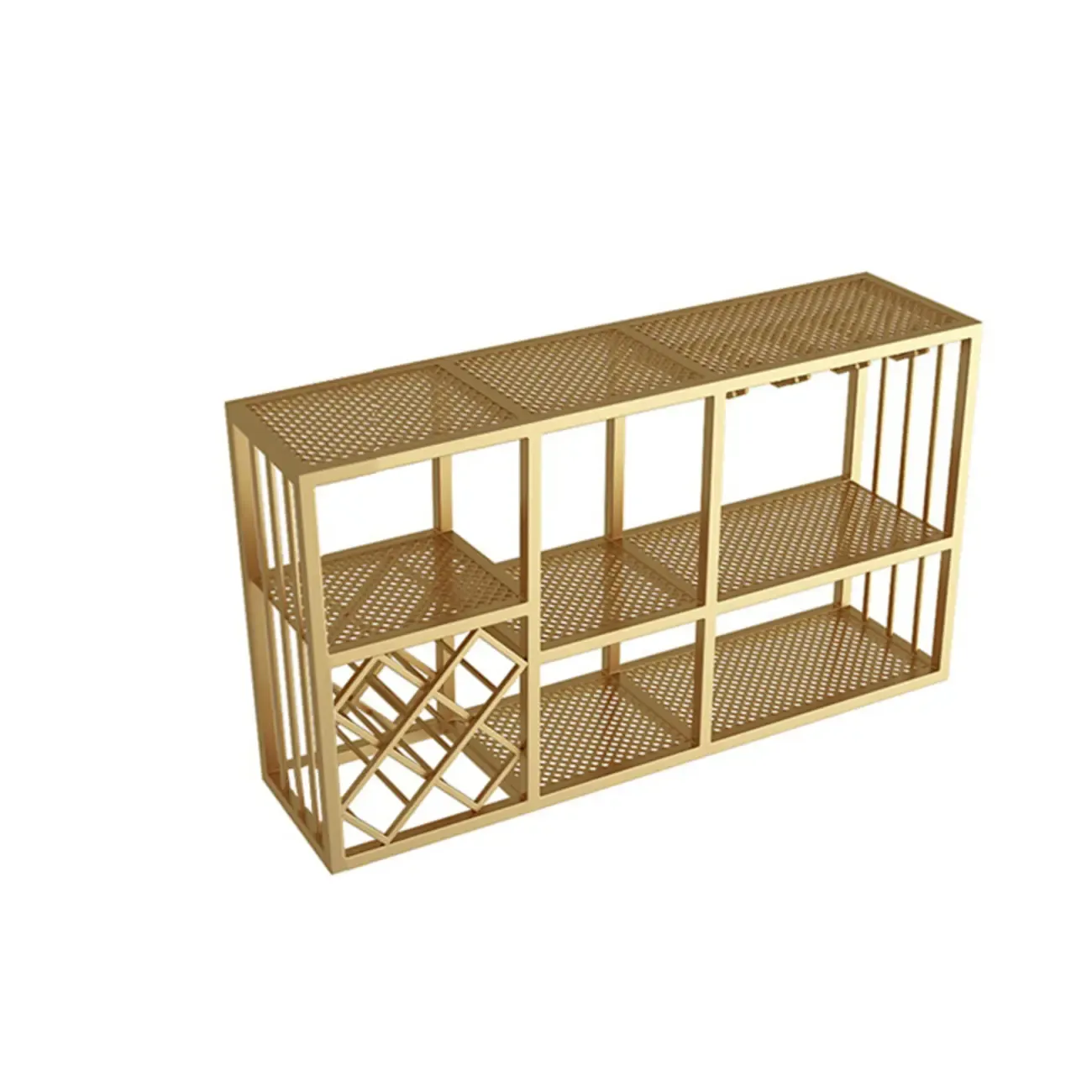 Lavish Metal Wall Hanging Wine Bottle and Wine Glass Holder, Bar Glass Holder Shelf Included/Not Included Image - 5