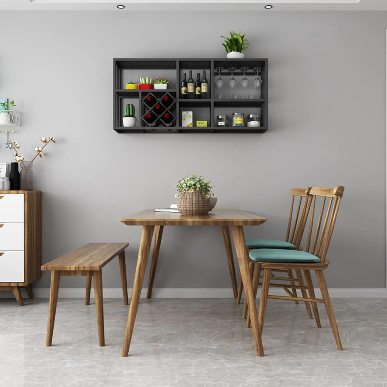 Lavish Metal Wall Hanging Wine Bottle and Wine Glass Holder, Bar Glass Holder Shelf Included/Not Included Image - 3 | homeyfad