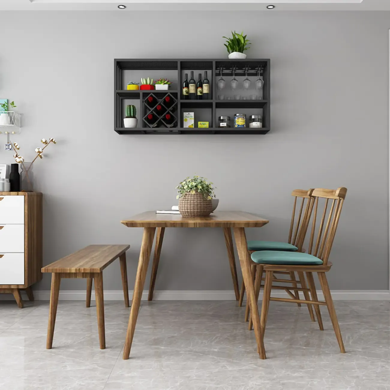 Lavish Metal Wall Hanging Wine Bottle and Wine Glass Holder, Bar Glass Holder Shelf Included/Not Included Image - 3