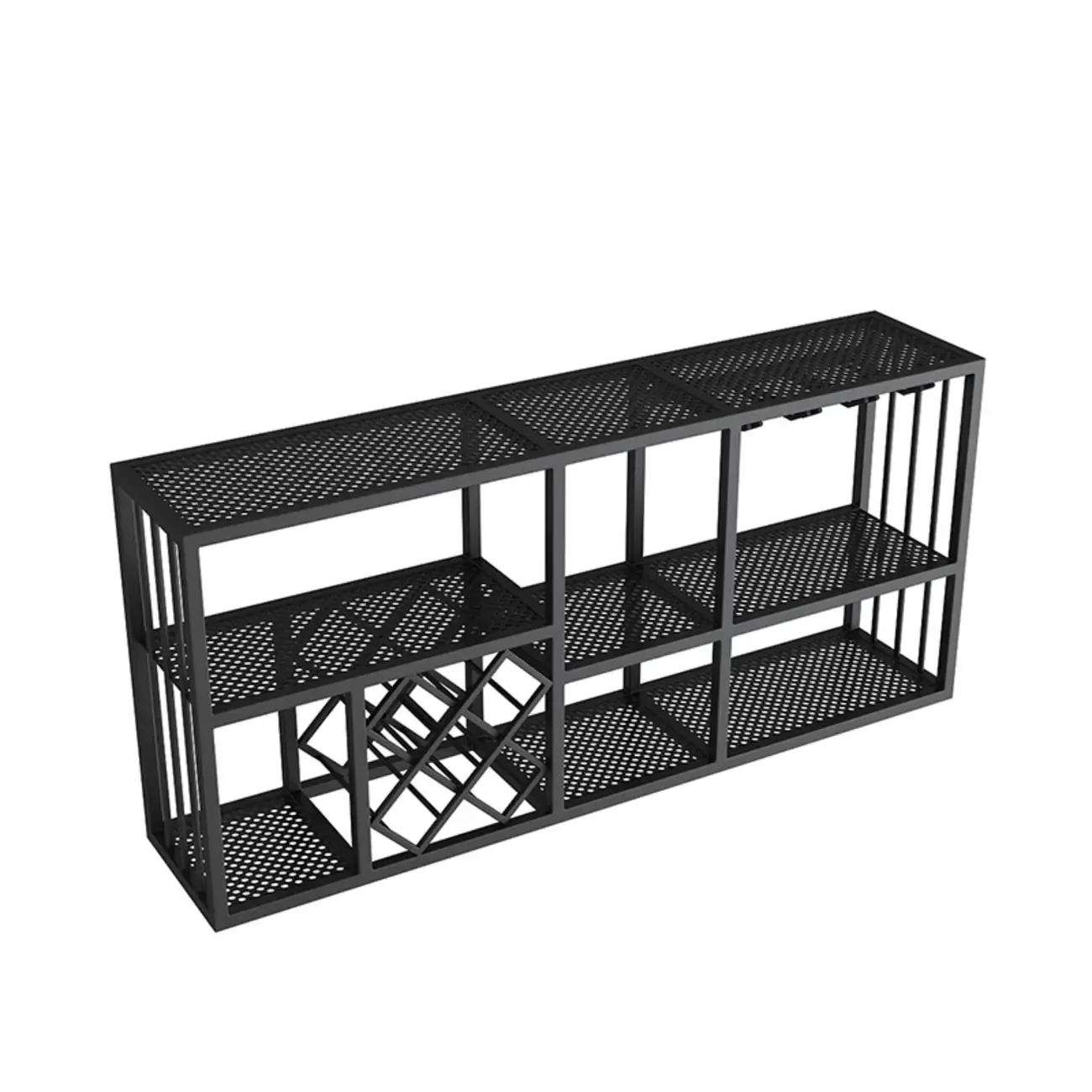 Lavish Metal Wall Hanging Wine Bottle and Wine Glass Holder, Bar Glass Holder Shelf Included/Not Included Image - 6