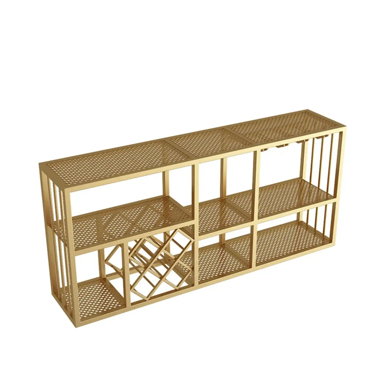 Lavish Metal Wall Hanging Wine Bottle and Wine Glass Holder, Bar Glass Holder Shelf Included/Not Included Image - 7